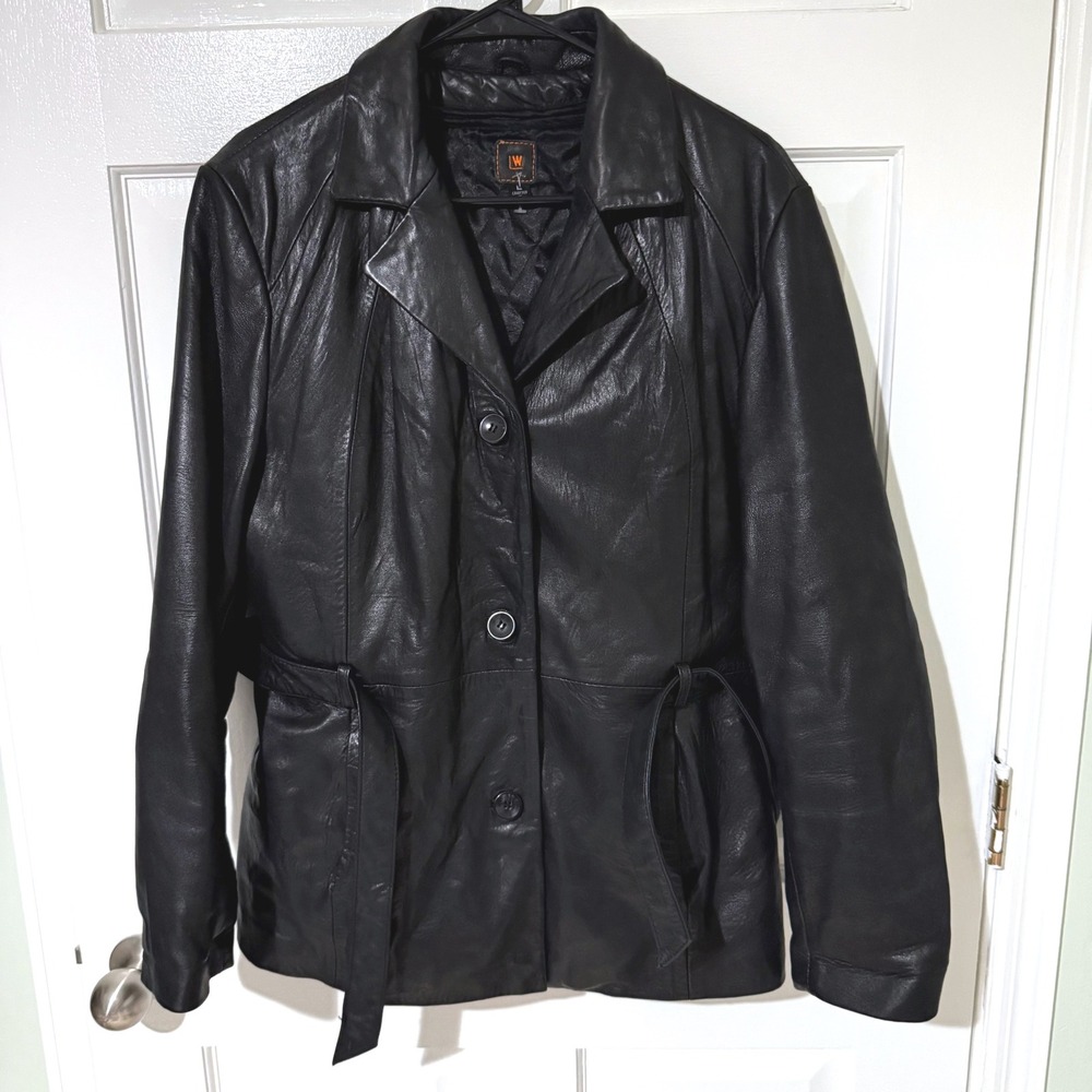 Vintage 90's Y2K Wilson's Leather Black Genuine Leather Jacket Zip Out Liner L
